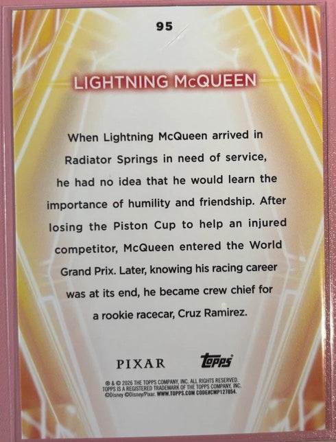 Lightning McQueen 2026 Topps Disney Neon Rainbow Foilboard Card-#95 Movie Cars