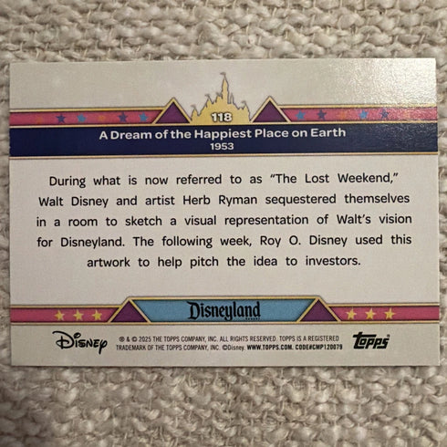 2025 Topps Disneyland 70th Anniversary Rainbow Foil Happiest Place In Earth