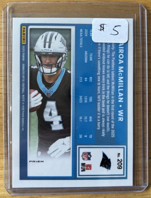 2025 Donruss Optic Tetairoa McMillan Rookie Stars RC Carolina Panthers