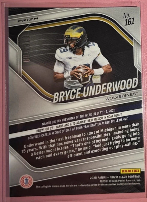 2025 Prizm Black Bryce Underwood True Blue /199 #NIL Michigan