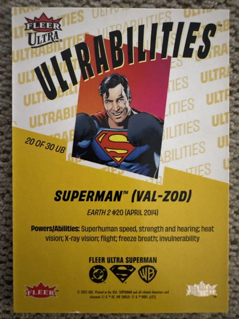 2026 Fleer ultra Superman ultrabilities 20 of 30 UB, Superman (Val-Zod)