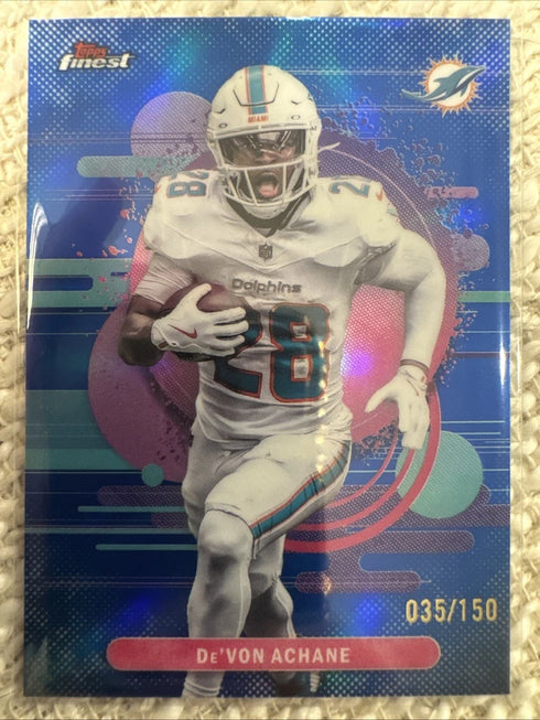 2025 Topps Finest De'Von Achane Uncommon Blue Refractor #158 /150