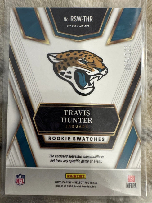 Panini Select Football Travis Hunter RSW-THR Rookie Swatches /125 Jaguars NFL