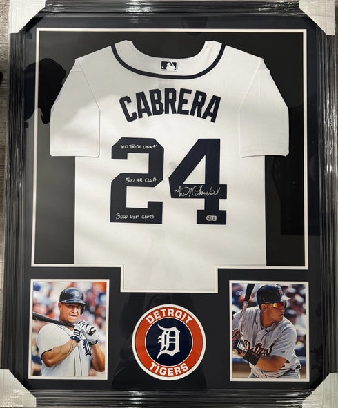 Miguel Cabrera Framed Signed / Inscr Detroit Tigers Jersey Beckett COA