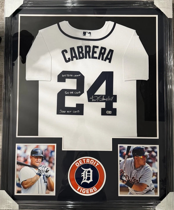 Miguel Cabrera Framed Signed / Inscr Detroit Tigers Jersey Beckett COA