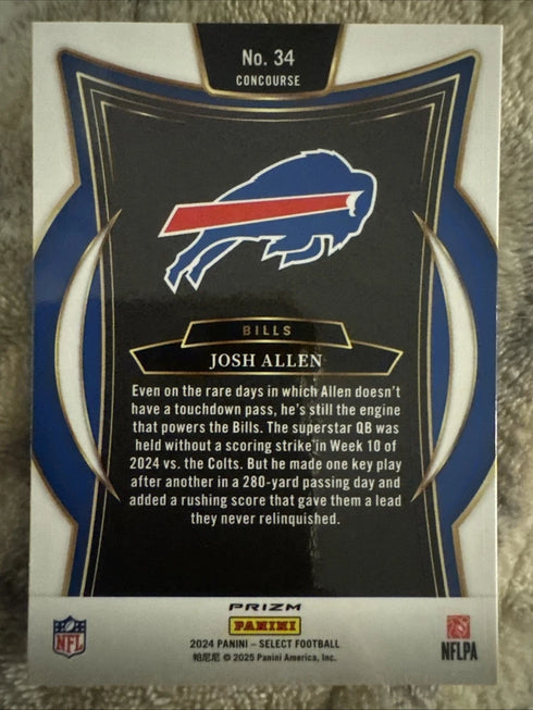 2024 Panini Select Concourse Red and Yellow Shock Prizm Josh Allen Bills #34