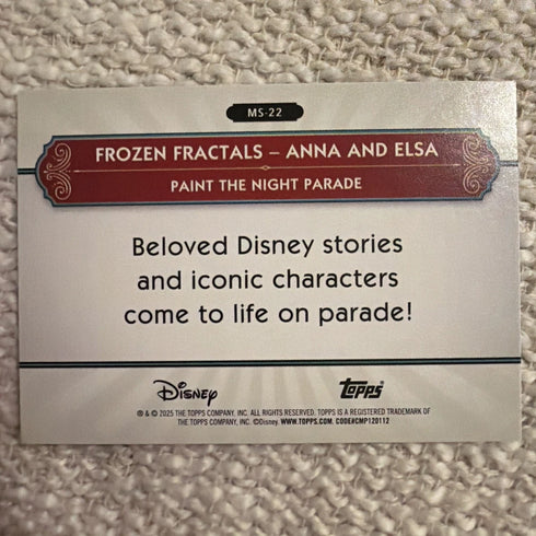 2025 Topps Disneyland 70th Anniversary Anna & Elsa Frozen Fractals Rainbow Foil