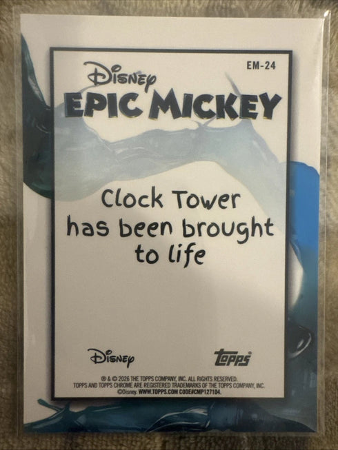 2026 Topps Disney Neon Chrome Clock Tower Epic Mickey #EM-24