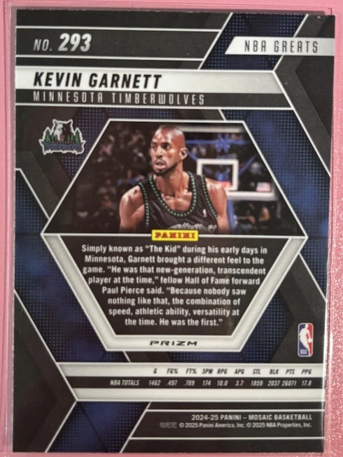 2024-25 Mosaic NBA Greats Kevin Garnett Timberwolves Reactive Green Prizm #293