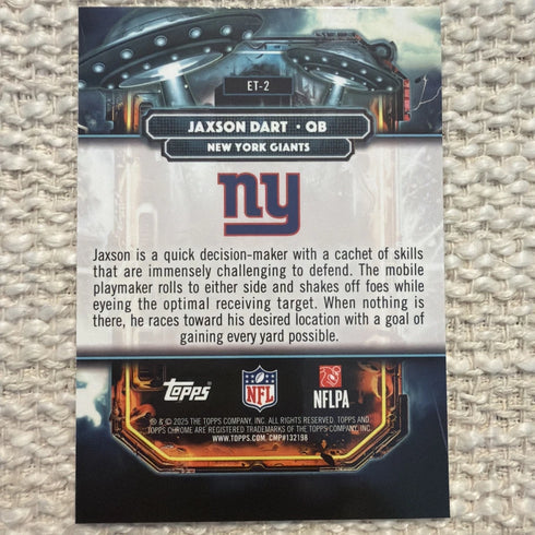 Jaxson Dart - 2025 Topps Chrome Cosmic Extra Terrestrial Refractor - Giants
