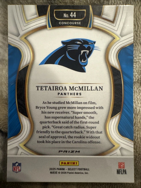2025 Panini Select - Concourse Tetairoa McMillan #44 Pink Prizm /10 (RC)