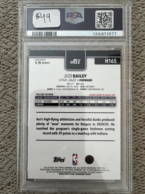 2025-26 Topps Holiday - Ace Bailey #H165 (RC) PSA 10