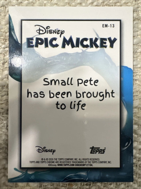 2026 Topps Disney NEON - SMALL PETE - SP EPIC MICKEY Chrome Refractor