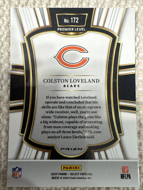 2025 Select Colston Loveland RC Premier Level Red & Blue Shock Prizm #172 BEARS