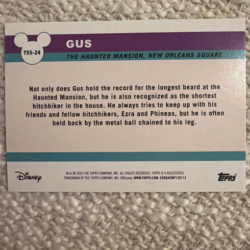 Disneyland 70th Anniversary Topps Gus The Haunted Mansion T55-24 Rainbow foil