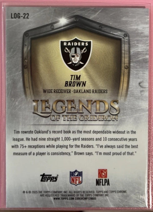2025 Topps Chrome - Legends of the Gridiron Tim Brown #LOG-22 X-Fractor