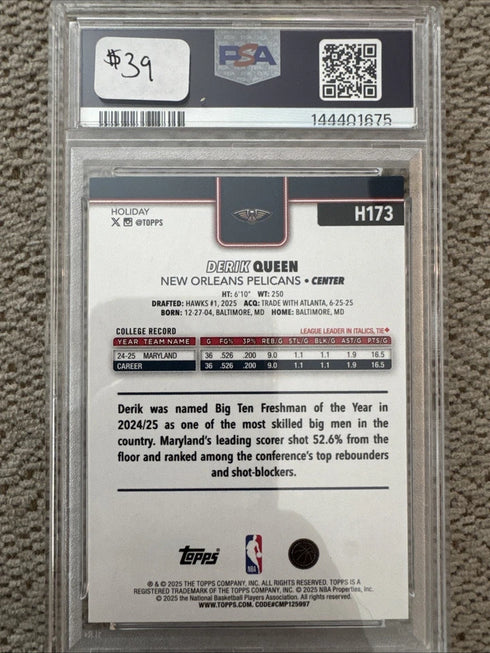 2025-26 Topps Holiday - Derik Queen #H173 (RC) PSA 10