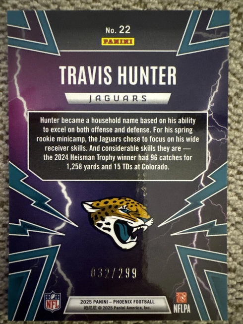 2025 Phoenix TRAVIS HUNTER "Thunderbirds" RC Prizm #/299 SP JACKSONVILLE JAGUARS