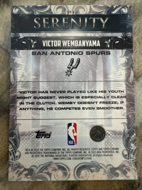 Topps 2025 Chrome Serenity Insert Victor Wembanyama #SY-1 San Antonio Spurs NBA