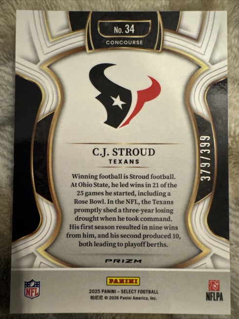 2025 Panini Select Concourse Tri-Color Prizm CJ Stroud /399 Texans