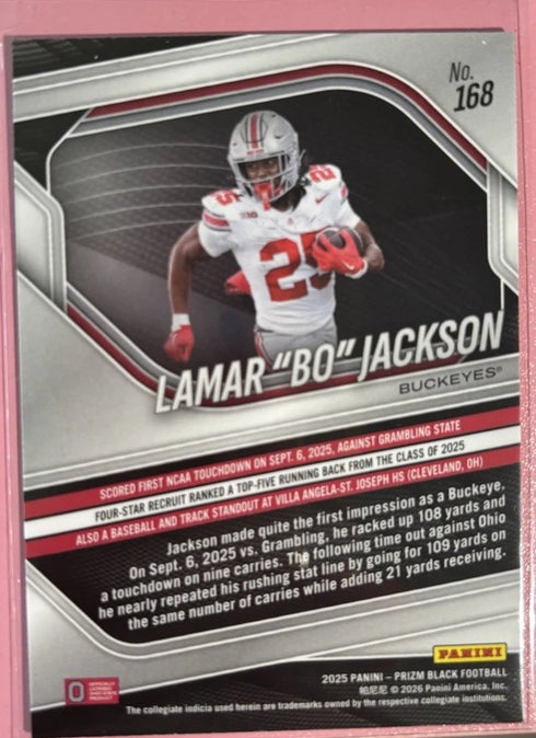 Panini 2025 Prizm Black Bo Jackson Prospects Ohio State Buckeyes Football #168