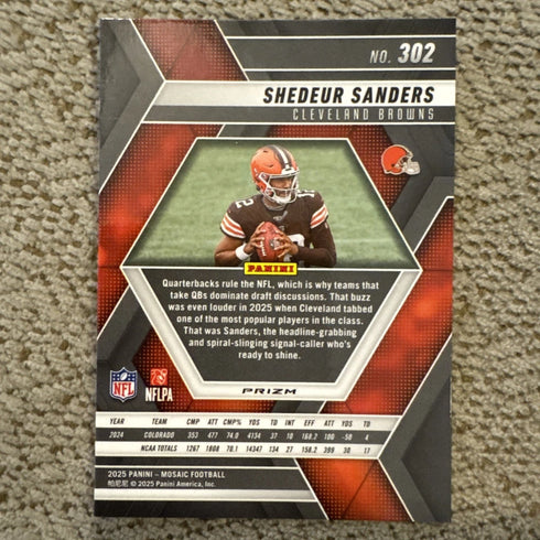 2025 Mosaic Shedeur Sanders Red And White Stripe Rookie No.302 SP