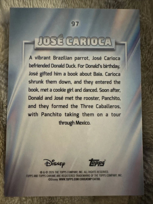2026 Topps Chrome Disney José Carioca #97 RayWave Refractor Three Caballeros