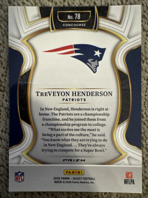 2025 Panini Select - Concourse TreVeyon Henderson #78 Black & Green Shock Prizm