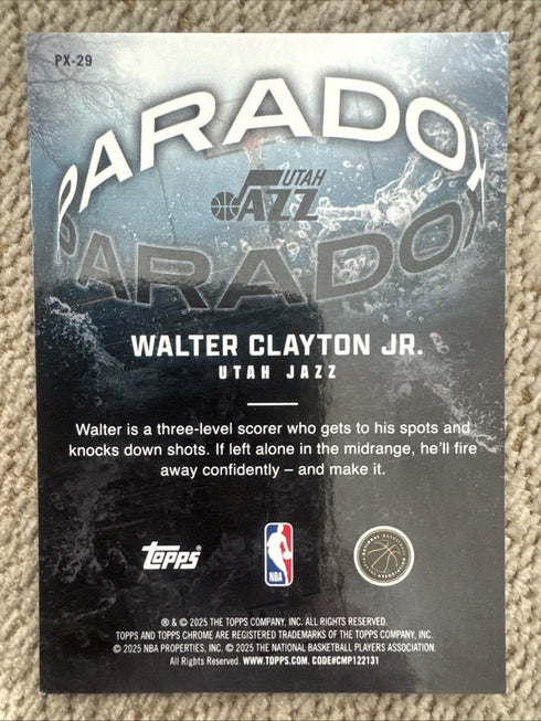 Walter Clayton Jr 2025-26 Topps Chrome Paradox Rookie RC Case Hit SSP PX-29