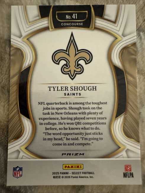 2025 Panini Select - Concourse Tyler Shough #41 Silver Prizm (RC)