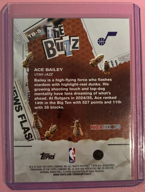 2025-2026 Topps NBA Hoops Ace Bailey The Buzz Green Foil Rookie SP - Jazz