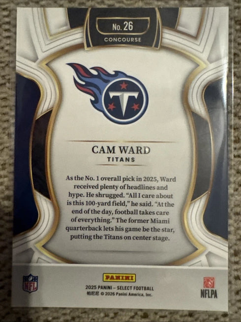 2025 Select Football Cam Ward #26 Concourse RC Rookie Titans