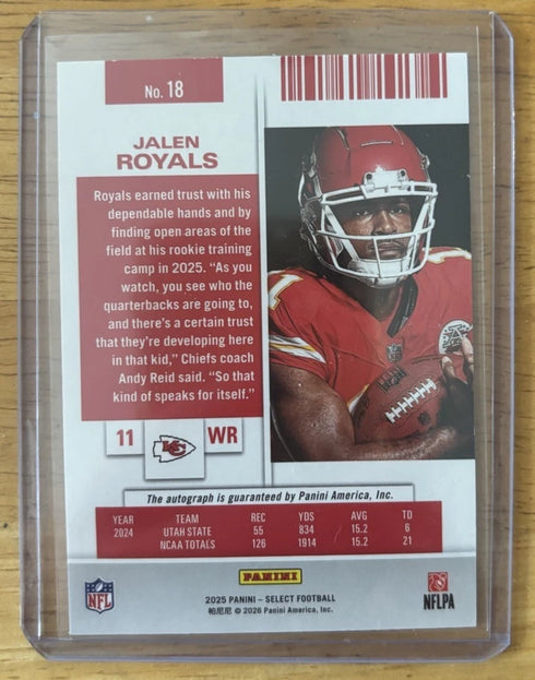 2025 Panini Select - Contenders Rookie Ticket Rps Jalen Royals #18 (AU, RC)