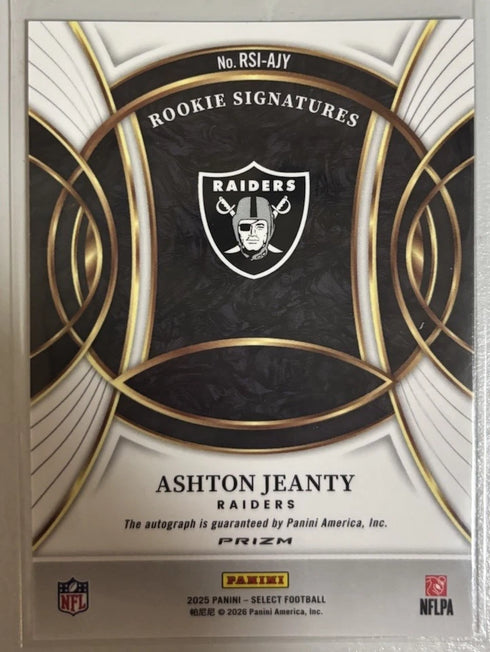 2025 Panini Select - Rookie Signatures Ashton Jeanty #RSI-AJY Silver Prizm
