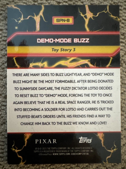 2025 Topps Toy Story 30th Demo-Mode Buzz So Play Nice #SPN-8