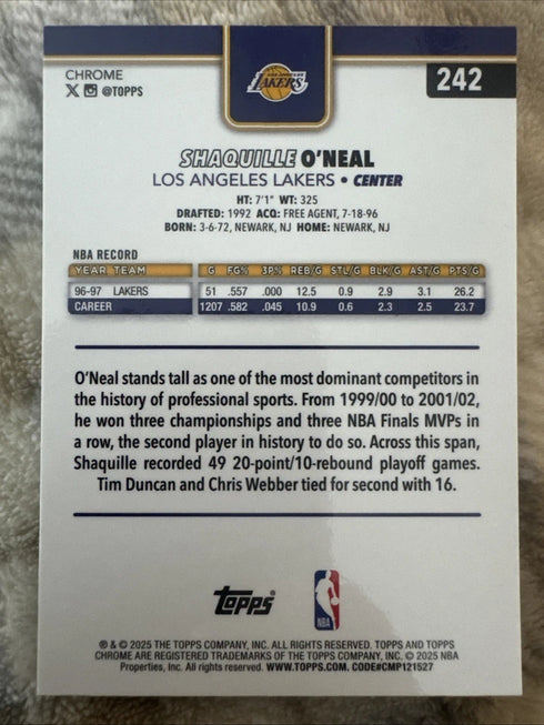2025-26 Topps Chrome - Shaquille O'Neal #242 X-Fractor
