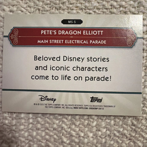 2025 TOPPS DISNEYLAND 70th SILVER SCREEN MAIN STREET PETE'S DRAGON ELLIOTT MS-5