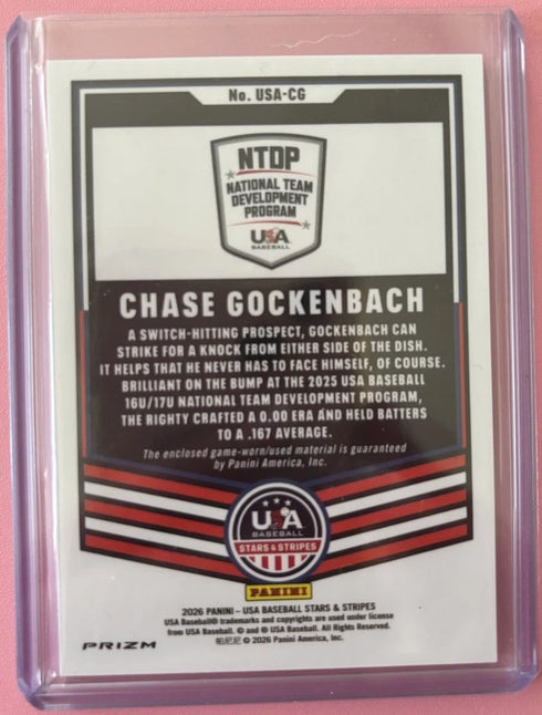 Chase Gockenbach Game Worn Prizm Relic 2026 Panini Stars & Stripes #USA-CG