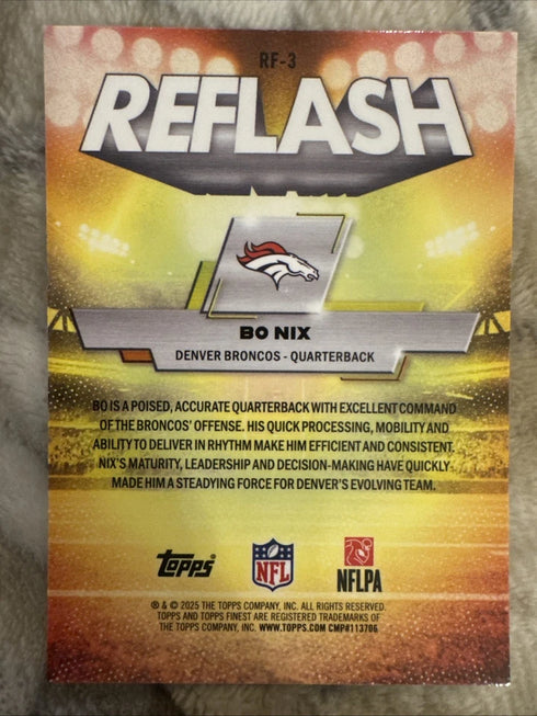 2025 Topps Finest Bo Nix Reflash Blue /99 RF-3 Broncos