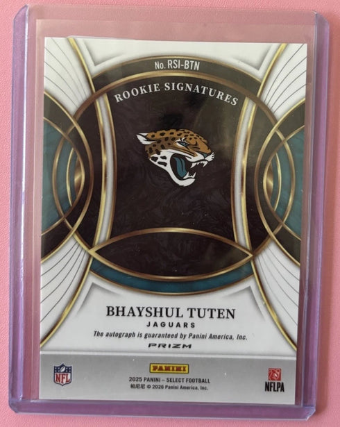 Panini Select Rookie Prizm Autograph BhayShul Tuten #RSI-BTN Jaguars 2025