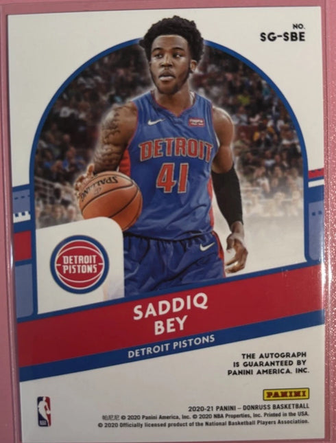 2020-21 Donruss Signature Series Saddiq Bey RC Autograph #SG-SBE