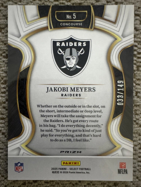 2025 Panini Select - Concourse Jakobi Meyers Red /149 Prizm #5