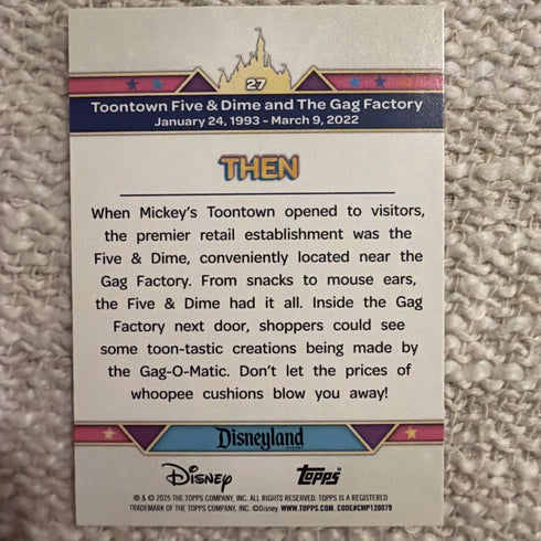 2025 Topps Disneyland 70th Anniversary #27 Pink Shimmer Toontown Five & Dime Gag