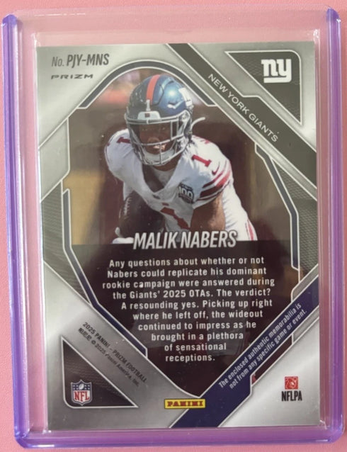 2025 Panini Prizm Premier Jerseys Neon Green Malik Nabers Giants NFL #PJY-MNS