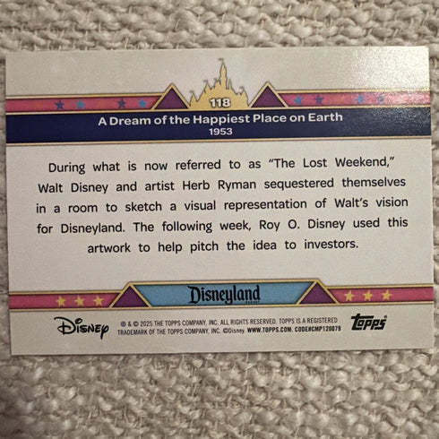 Topps 70th Anniversary Pink Foil A Dream Of The Happiest Place On Earth