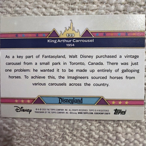 2025 Topps Disneyland 70th Anniversary - King Arthur Carrousel Rainbow Foil 139