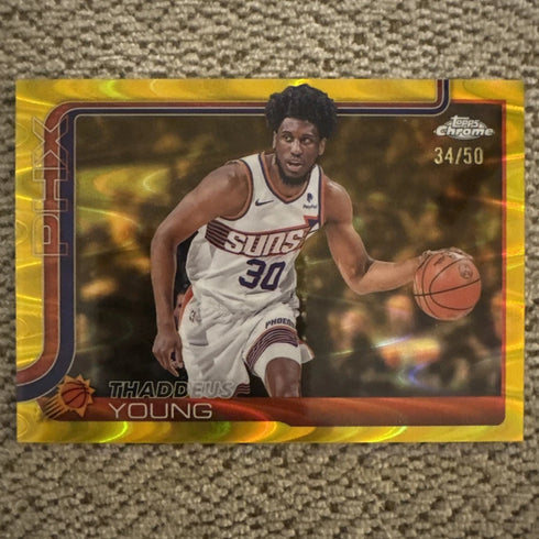 2025-26 Topps Chrome - Thaddeus Young #135 Gold RayWave Refractor /50