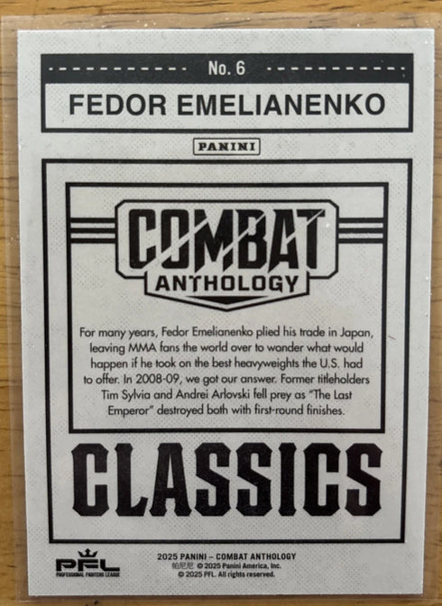 2025 Panini Combat Anthology #6 Fedor Emelianenko Classics
