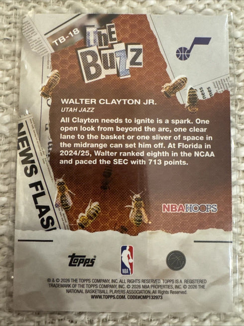 2026 Topps NBA Hoops Release Day Walter Clayton Jr. Green The Buzz RC TB-18