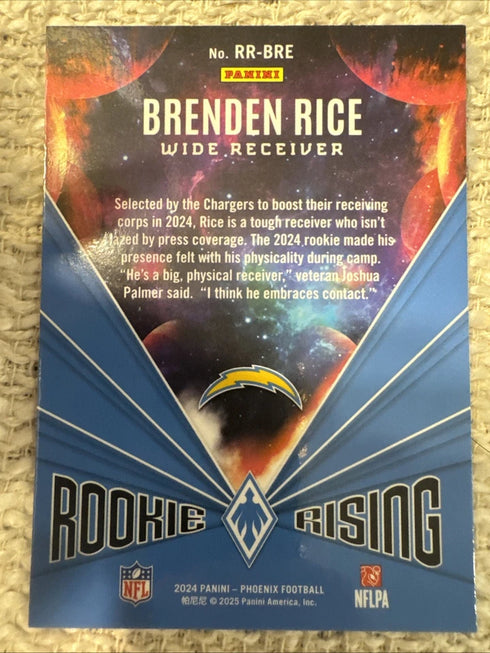Brenden Rice 2024 Panini Phoenix Rookie Rising Lazer #RR-BRE Chargers
